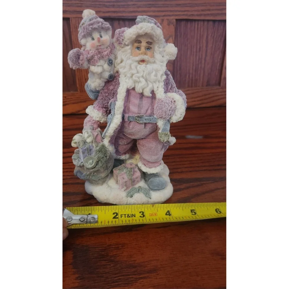 Vintage Velvet Touch Santa Claus with small‎ snow child holding a lantern.